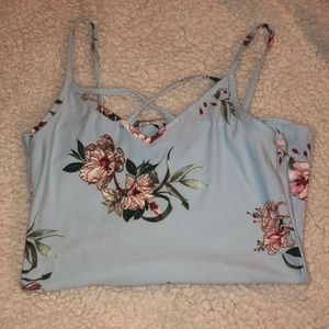 Floral light blue tank top